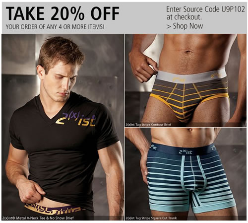 New 2(x)ist Collections + Save 20% On Your Order at UnderGear
