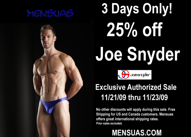 25% off all Joe Snyder, Three Days Only at Mensuas!