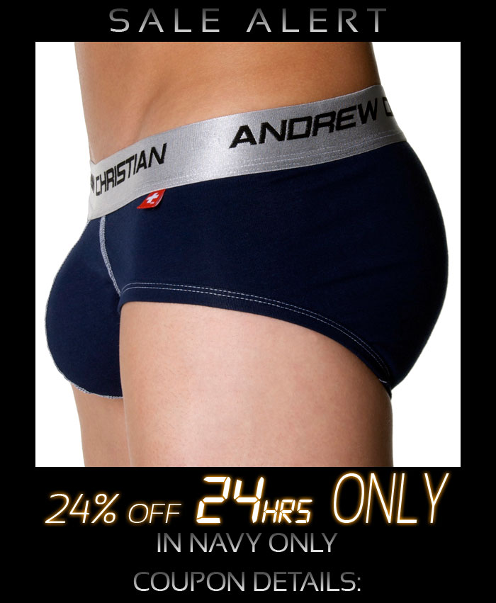 Andrew Christian Shock Jock Brief in Navy 24% Off Next 24 Hrs Only!