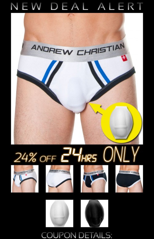 Andrew Christian New Flirt Brief w/ Male Features - 24% Off Next 24 Hrs Only!